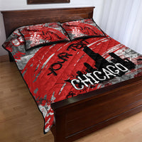 Personalized Chicago City Skyline Quilt Bed Set Urban Graffiti Street Art - Second City Windy City