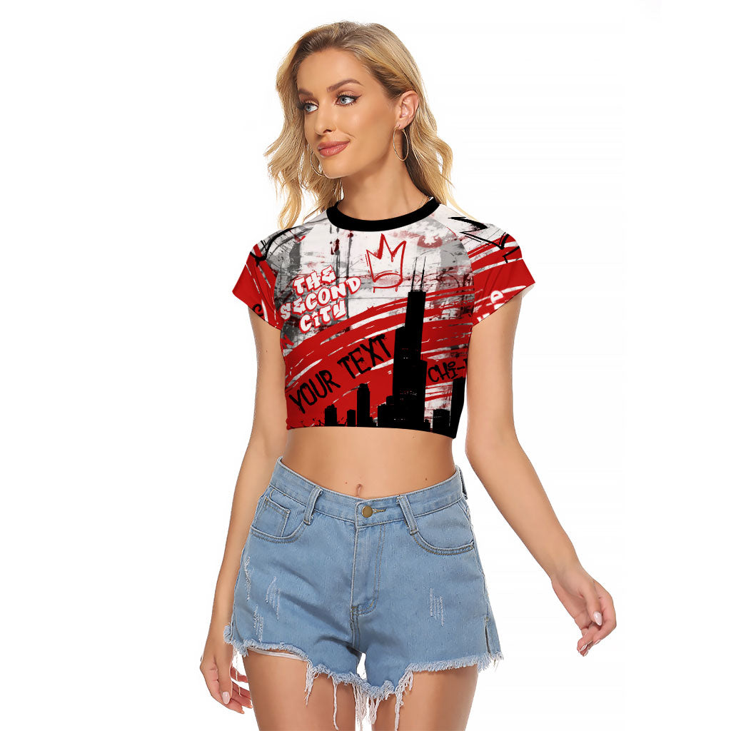 Personalized Chicago City Skyline Raglan Cropped T Shirt Urban Graffiti Street Art - Second City Windy City