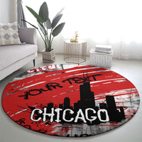 Personalized Chicago City Skyline Round Carpet Urban Graffiti Street Art - Second City Windy City