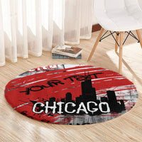 Personalized Chicago City Skyline Round Carpet Urban Graffiti Street Art - Second City Windy City