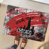 Personalized Chicago City Skyline Rubber Doormat Urban Graffiti Street Art - Second City Windy City