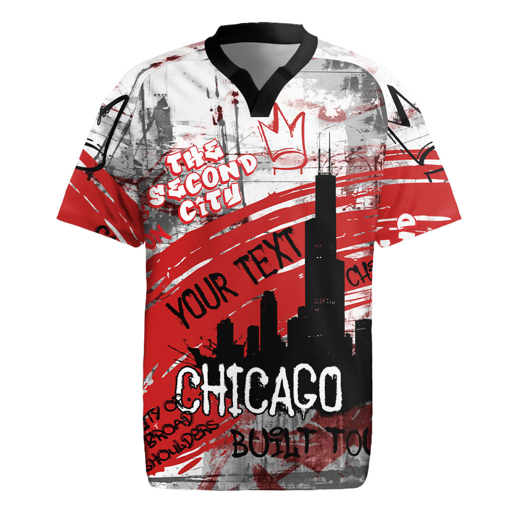 Personalized Chicago City Skyline Rugby Jersey Urban Graffiti Street Art - Second City Windy City