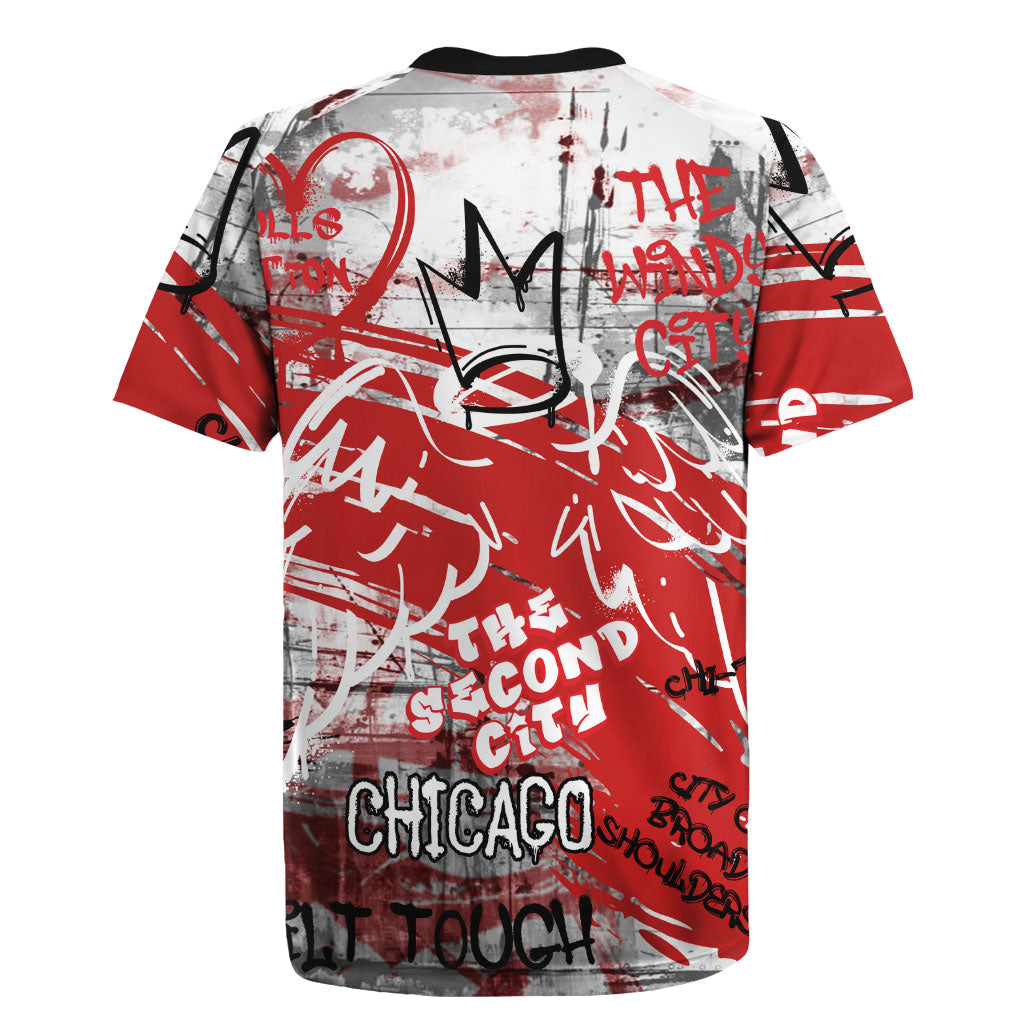 Personalized Chicago City Skyline Rugby Jersey Urban Graffiti Street Art - Second City Windy City