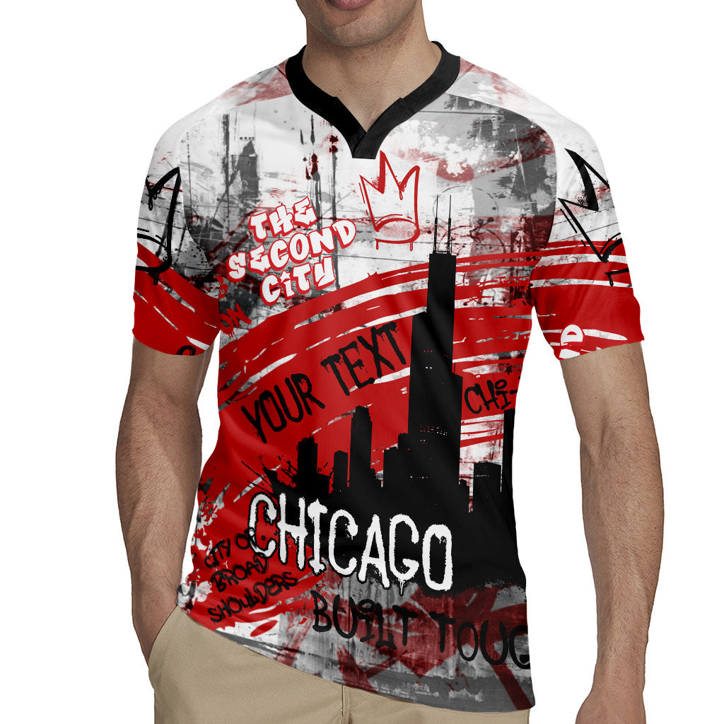 Personalized Chicago City Skyline Rugby Jersey Urban Graffiti Street Art - Second City Windy City