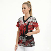 Personalized Chicago City Skyline Scrub Top Urban Graffiti Street Art - Second City Windy City