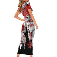 Personalized Chicago City Skyline Short Sleeve Bodycon Dress Urban Graffiti Street Art - Second City Windy City