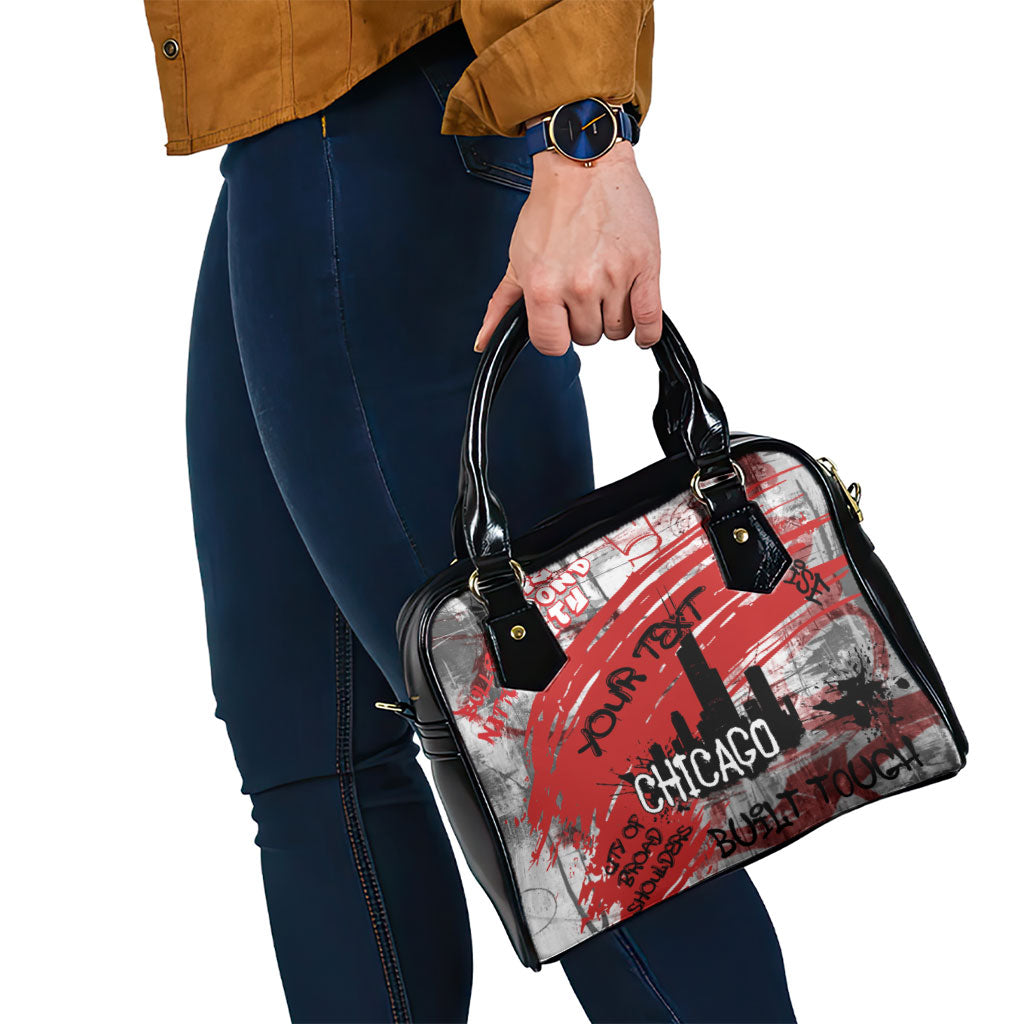 Personalized Chicago City Skyline Shoulder Handbag Urban Graffiti Street Art - Second City Windy City