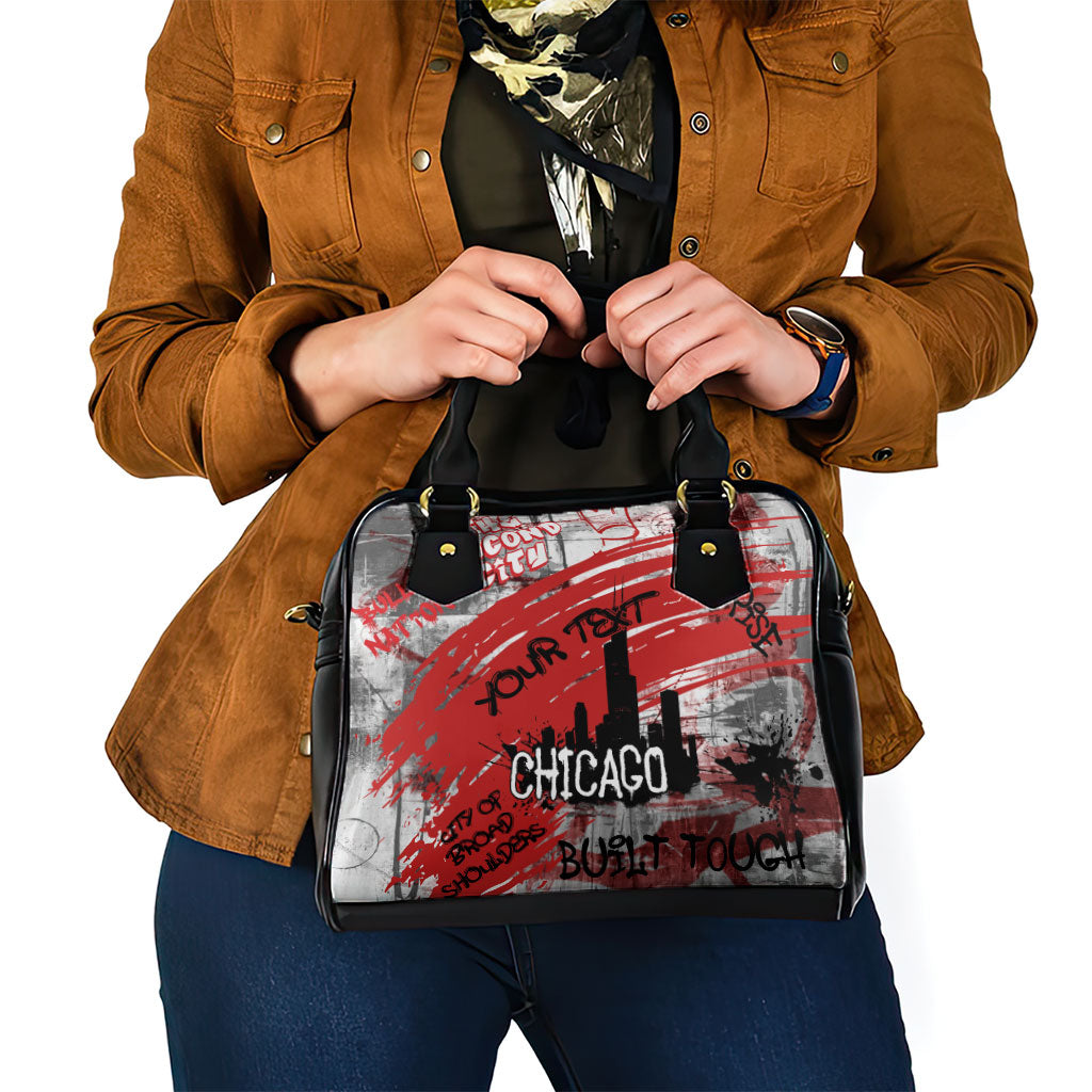 Personalized Chicago City Skyline Shoulder Handbag Urban Graffiti Street Art - Second City Windy City