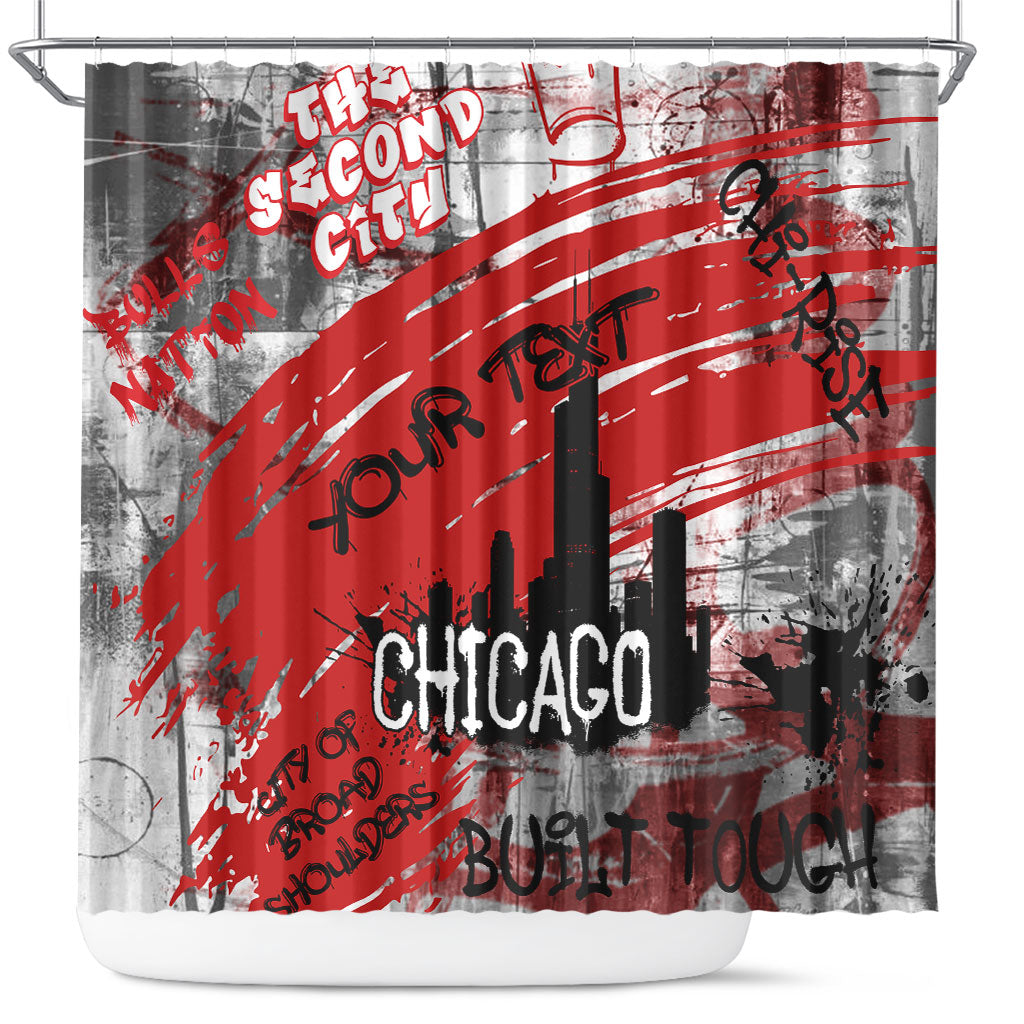Personalized Chicago City Skyline Shower Curtain Urban Graffiti Street Art - Second City Windy City