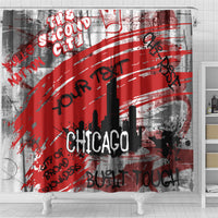 Personalized Chicago City Skyline Shower Curtain Urban Graffiti Street Art - Second City Windy City