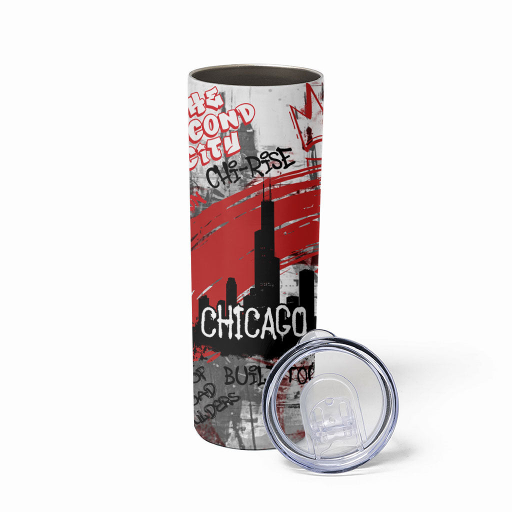 Personalized Chicago City Skyline Skinny Tumbler Urban Graffiti Street Art - Second City Windy City