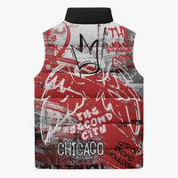 Personalized Chicago City Skyline Sleeveless Puffer Jacket Urban Graffiti Street Art - Second City Windy City
