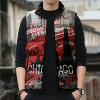 Personalized Chicago City Skyline Sleeveless Puffer Jacket Urban Graffiti Street Art - Second City Windy City