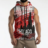 Personalized Chicago City Skyline Sleeveless Zip Hoodie Urban Graffiti Street Art - Second City Windy City