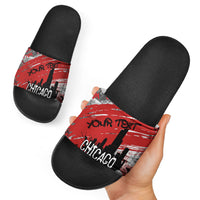 Personalized Chicago City Skyline Slide Sandals Urban Graffiti Street Art - Second City Windy City