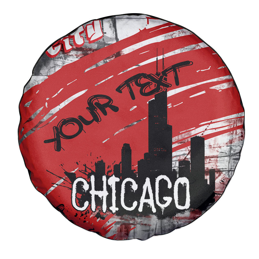 Personalized Chicago City Skyline Spare Tire Cover Urban Graffiti Street Art - Second City Windy City