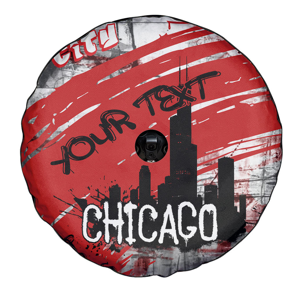 Personalized Chicago City Skyline Spare Tire Cover Urban Graffiti Street Art - Second City Windy City