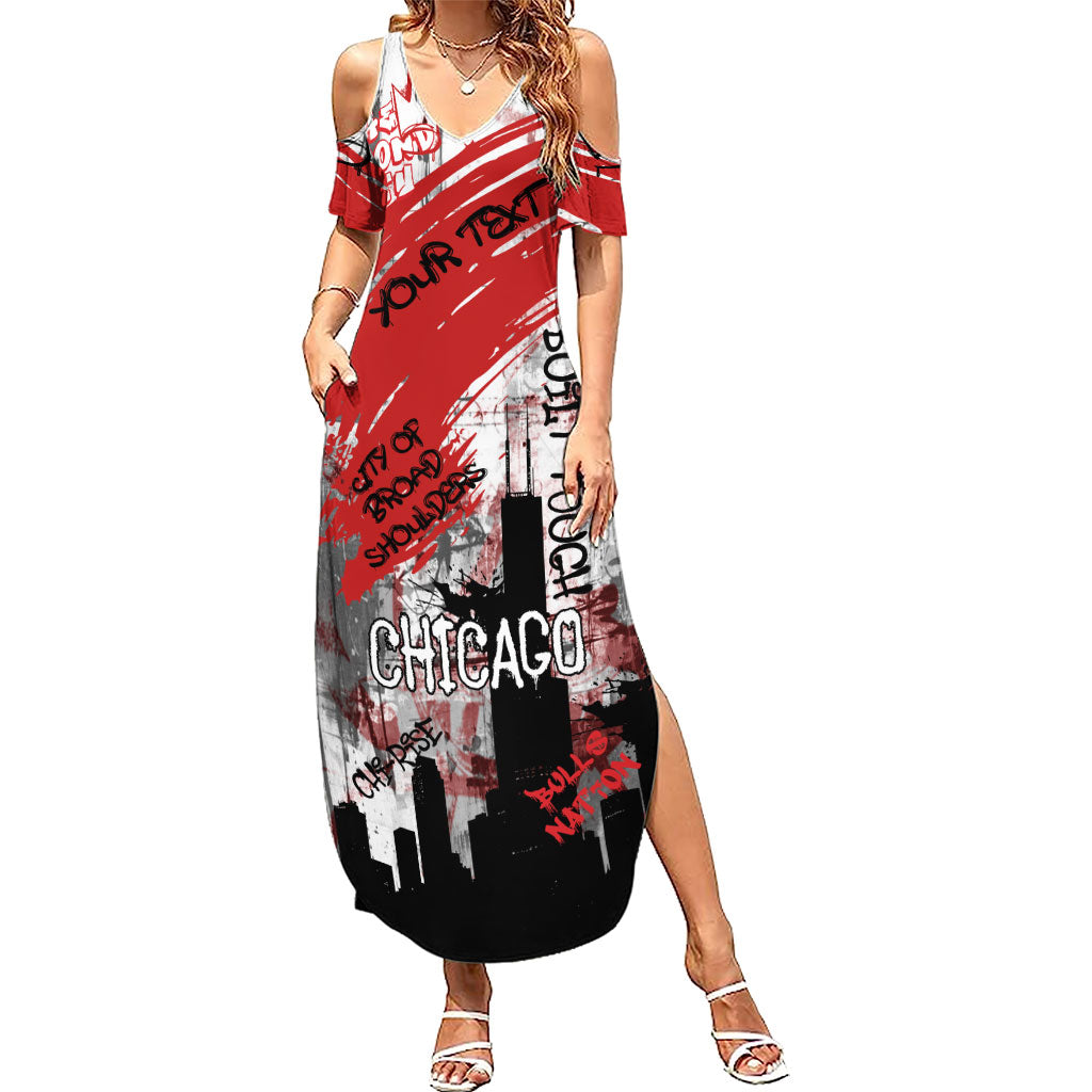 Personalized Chicago City Skyline Summer Maxi Dress Urban Graffiti Street Art - Second City Windy City