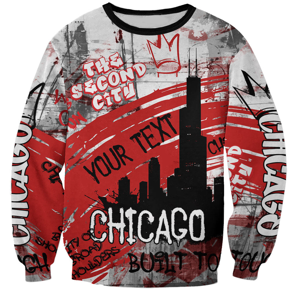 Personalized Chicago City Skyline Sweatshirt Urban Graffiti Street Art - Second City Windy City