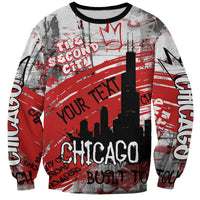 Personalized Chicago City Skyline Sweatshirt Urban Graffiti Street Art - Second City Windy City
