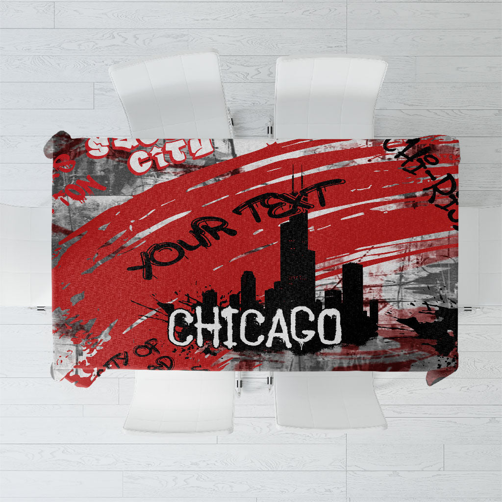 Personalized Chicago City Skyline Tablecloth Urban Graffiti Street Art - Second City Windy City