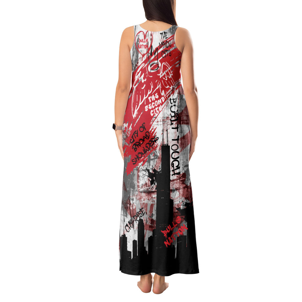 Personalized Chicago City Skyline Tank Maxi Dress Urban Graffiti Street Art - Second City Windy City