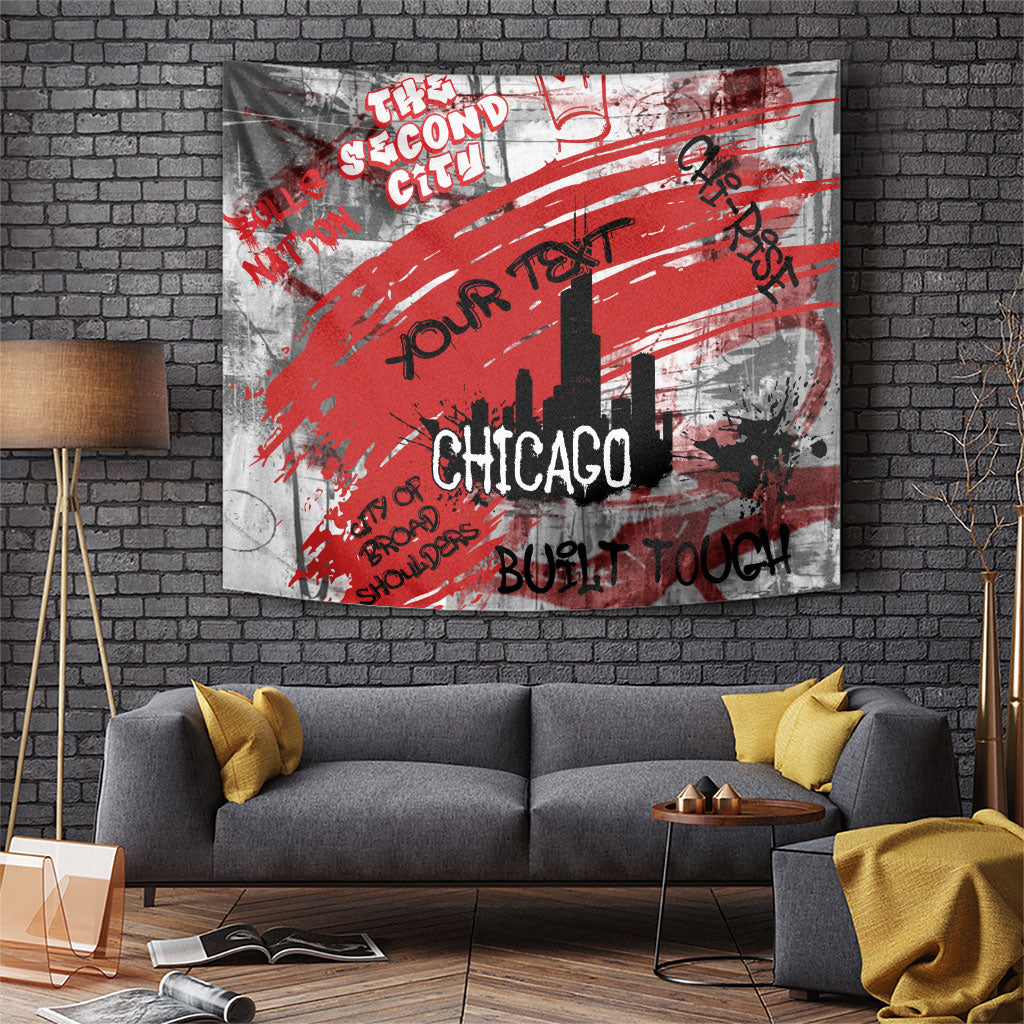Personalized Chicago City Skyline Tapestry Urban Graffiti Street Art - Second City Windy City