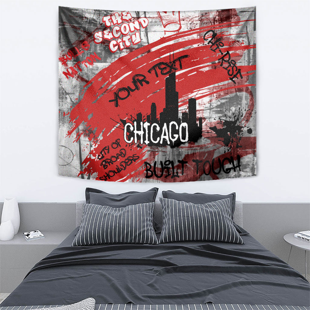Personalized Chicago City Skyline Tapestry Urban Graffiti Street Art - Second City Windy City