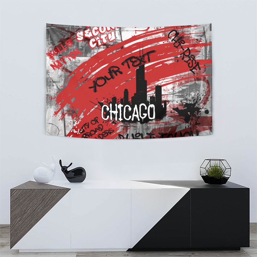 Personalized Chicago City Skyline Tapestry Urban Graffiti Street Art - Second City Windy City