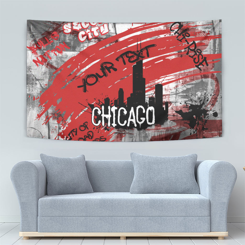 Personalized Chicago City Skyline Tapestry Urban Graffiti Street Art - Second City Windy City