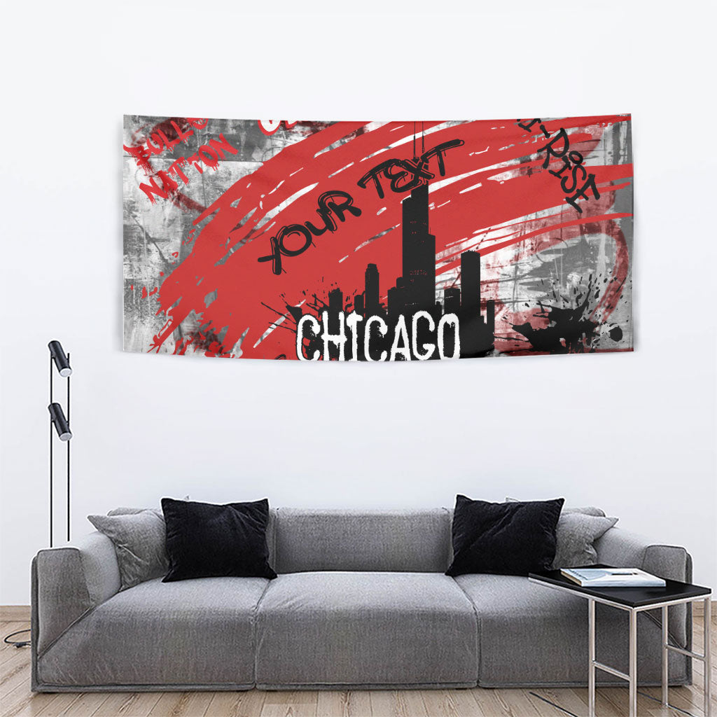Personalized Chicago City Skyline Tapestry Urban Graffiti Street Art - Second City Windy City