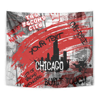 Personalized Chicago City Skyline Tapestry Urban Graffiti Street Art - Second City Windy City
