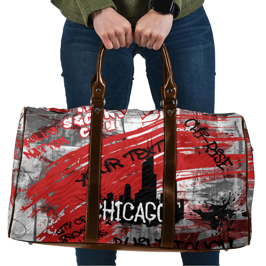 Personalized Chicago City Skyline Travel Bag Urban Graffiti Street Art - Second City Windy City
