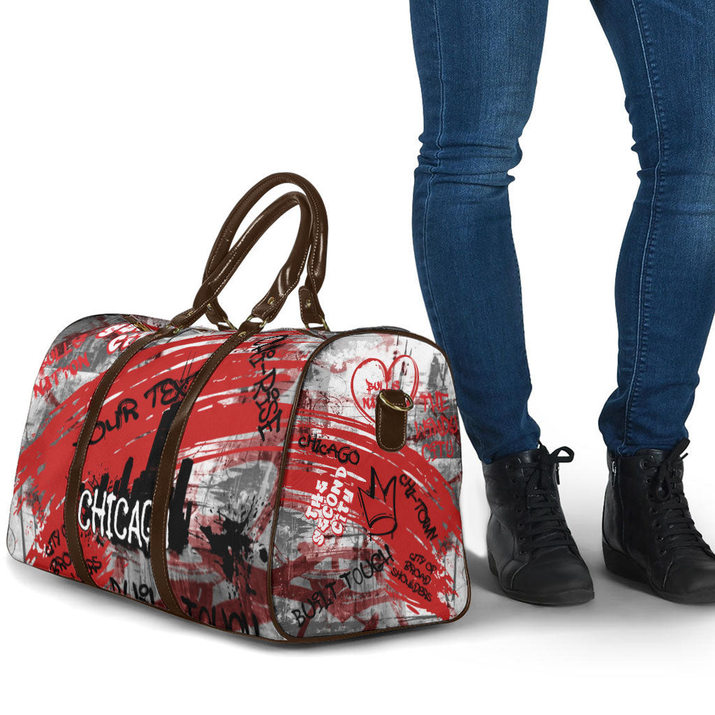 Personalized Chicago City Skyline Travel Bag Urban Graffiti Street Art - Second City Windy City