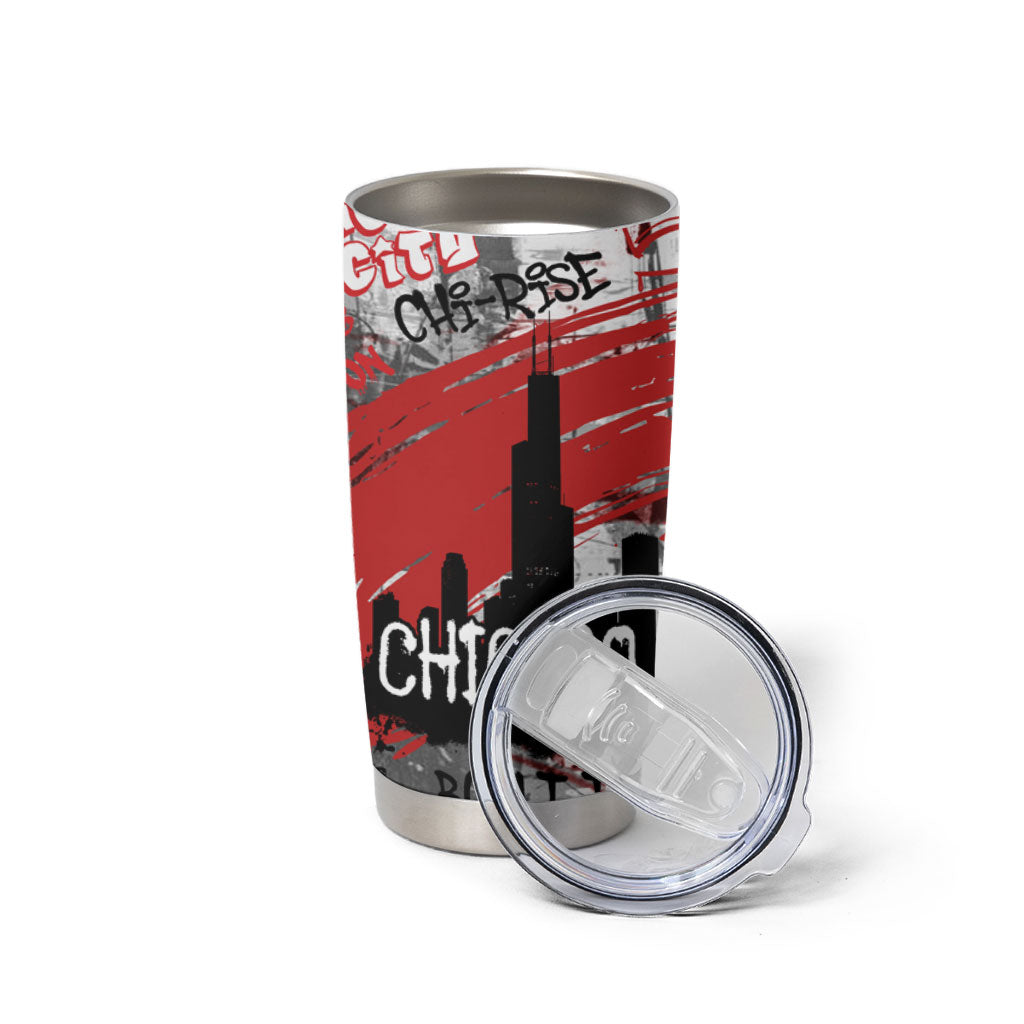 Personalized Chicago City Skyline Tumbler Cup Urban Graffiti Street Art - Second City Windy City