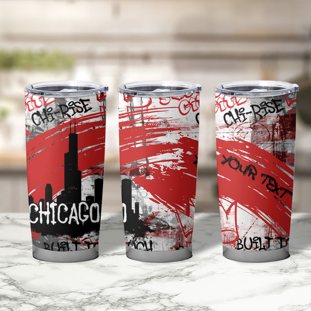 Personalized Chicago City Skyline Tumbler Cup Urban Graffiti Street Art - Second City Windy City