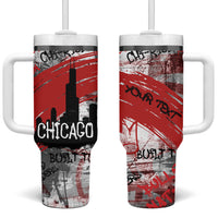 Personalized Chicago City Skyline Tumbler With Handle Urban Graffiti Street Art - Second City Windy City