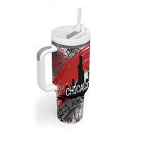 Personalized Chicago City Skyline Tumbler With Handle Urban Graffiti Street Art - Second City Windy City