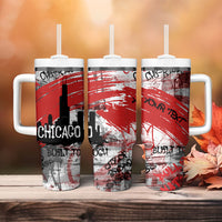 Personalized Chicago City Skyline Tumbler With Handle Urban Graffiti Street Art - Second City Windy City