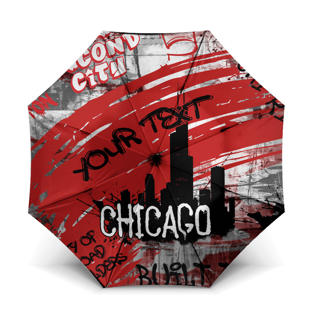 Personalized Chicago City Skyline Umbrella Urban Graffiti Street Art - Second City Windy City