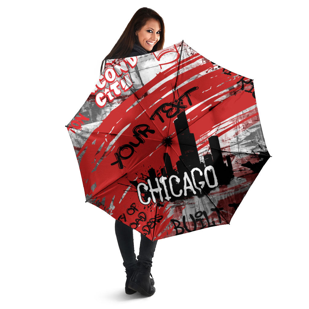Personalized Chicago City Skyline Umbrella Urban Graffiti Street Art - Second City Windy City