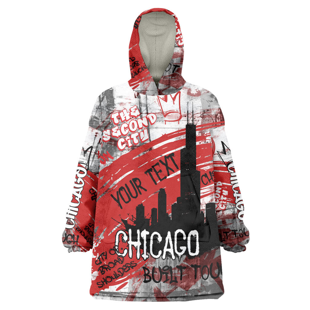 Personalized Chicago City Skyline Wearable Blanket Hoodie Urban Graffiti Street Art - Second City Windy City