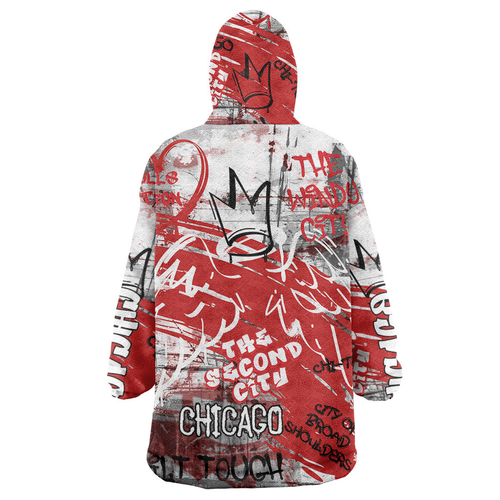 Personalized Chicago City Skyline Wearable Blanket Hoodie Urban Graffiti Street Art - Second City Windy City