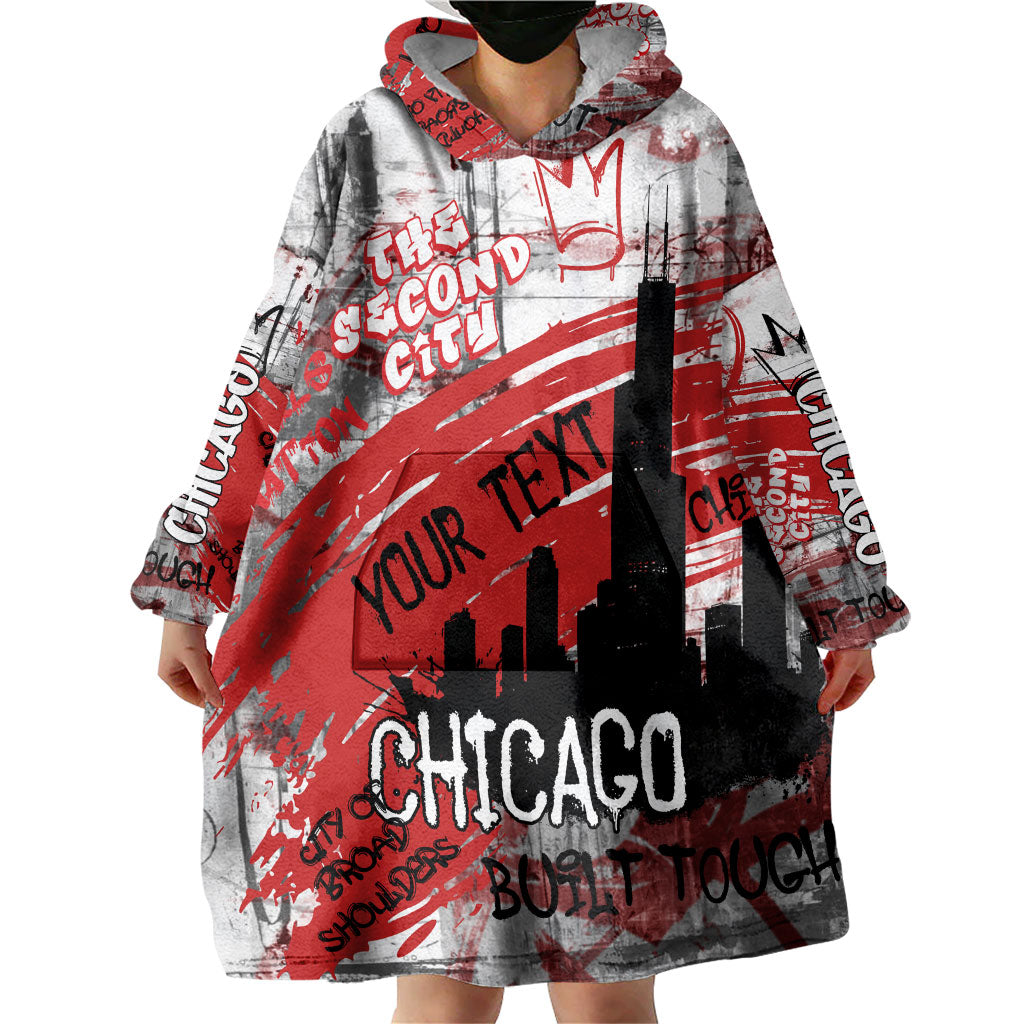 Personalized Chicago City Skyline Wearable Blanket Hoodie Urban Graffiti Street Art - Second City Windy City