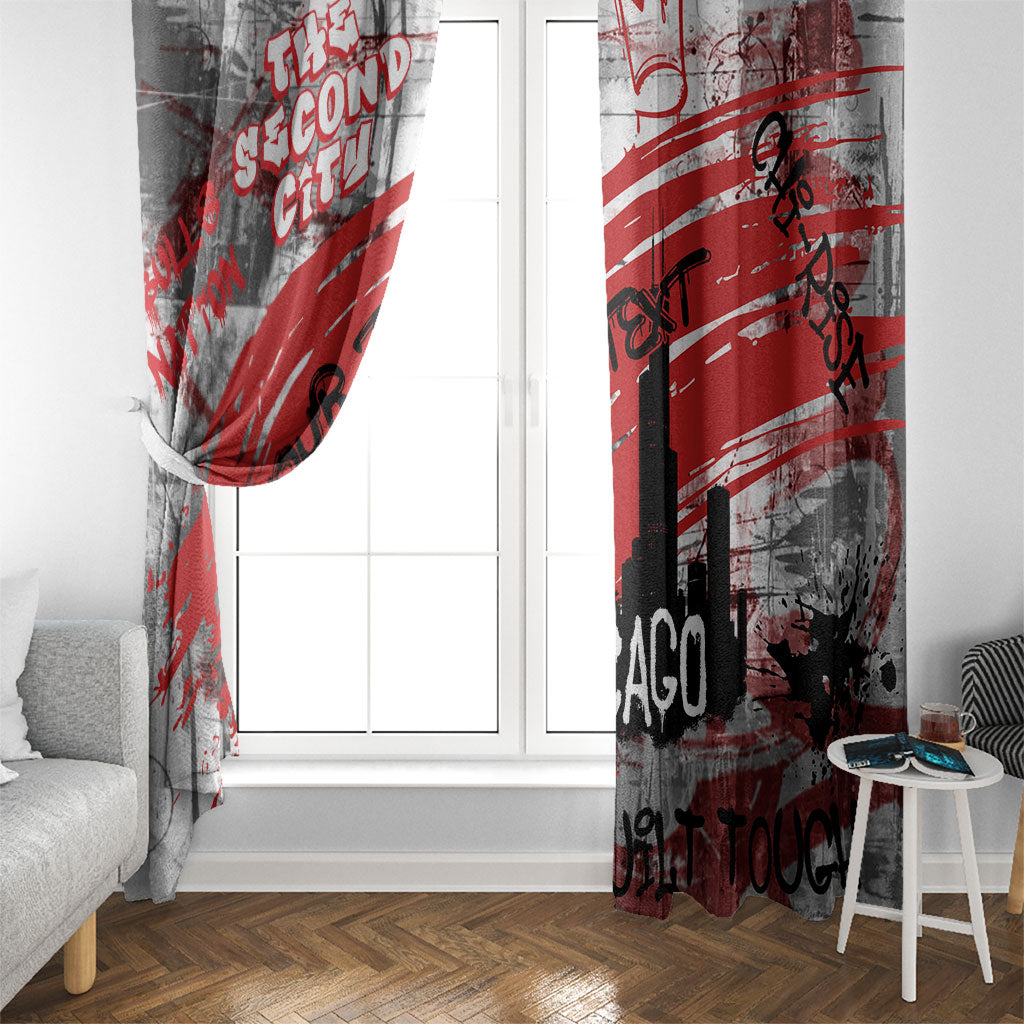 Personalized Chicago City Skyline Window Curtain Urban Graffiti Street Art - Second City Windy City