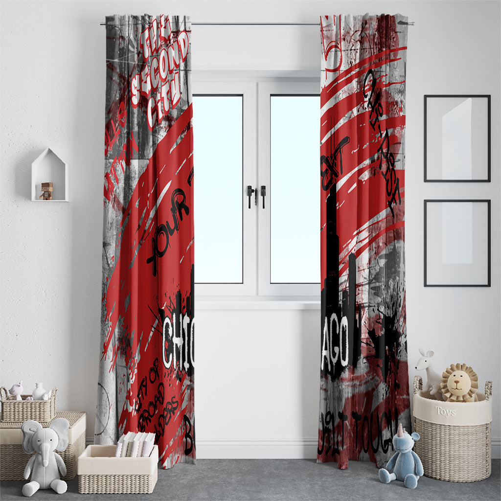 Personalized Chicago City Skyline Window Curtain Urban Graffiti Street Art - Second City Windy City