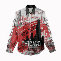 Personalized Chicago City Skyline Women Casual Shirt Urban Graffiti Street Art - Second City Windy City
