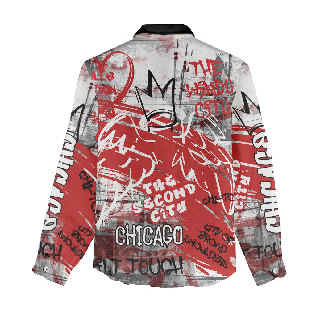 Personalized Chicago City Skyline Women Casual Shirt Urban Graffiti Street Art - Second City Windy City