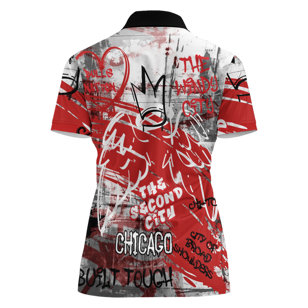 Personalized Chicago City Skyline Women Polo Shirt Urban Graffiti Street Art - Second City Windy City