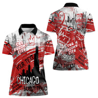 Personalized Chicago City Skyline Women Polo Shirt Urban Graffiti Street Art - Second City Windy City